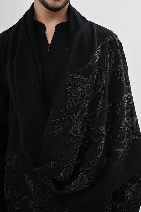 Buy_Kalpana Naik_Black Crepe Embroidery Gulzaar Hand Kurta Set 