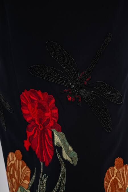 Kalpana Naik_Navy Crepe Embroidery Rang Bahar Hand Kurta Set _Online_at_Aza_Fashions