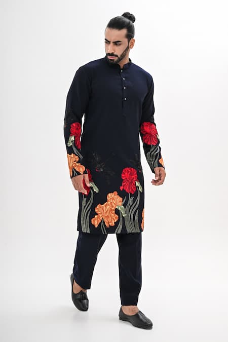 Kalpana Naik Navy Crepe Embroidery Rang Bahar Hand Kurta Set 