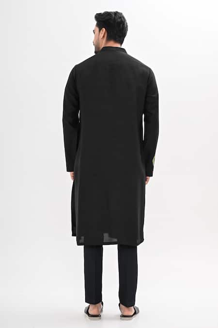 Shop Kalpana Naik Black Bemberg, Silk, Shantoon Embroidery Rang Mahal Hand Kurta Set at Aza Fashions Shop_Kalpana Naik_Black Bemberg, Silk, Shantoon Embroidery Rang Mahal Hand Kurta Set _at_Aza_Fashions