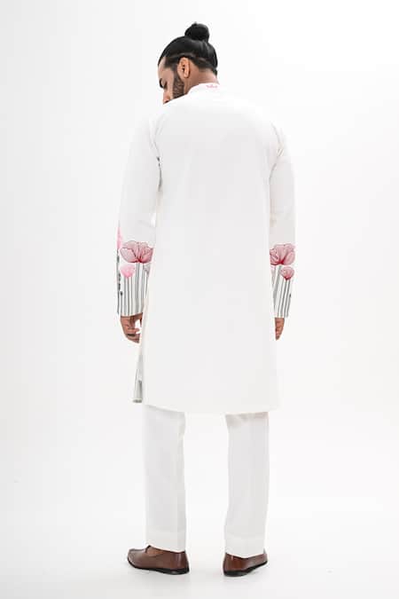 Shop Kalpana Naik White Crepe Embroidery Gul Noor Hand Kurta Set at Aza Fashions Shop_Kalpana Naik_White Crepe Embroidery Gul Noor Hand Kurta Set _at_Aza_Fashions
