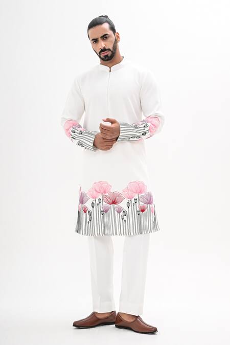 Buy Kalpana Naik White Crepe Embroidery Gul Noor Hand Kurta Set Online at Aza Fashions Buy_Kalpana Naik_White Crepe Embroidery Gul Noor Hand Kurta Set _Online_at_Aza_Fashions