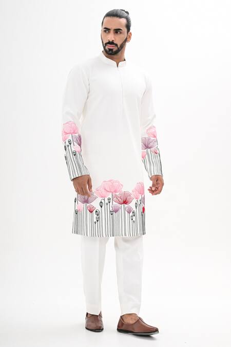 Shop Kalpana Naik White Crepe Embroidery Gul Noor Hand Kurta Set Online at Aza Fashions Shop_Kalpana Naik_White Crepe Embroidery Gul Noor Hand Kurta Set _Online_at_Aza_Fashions