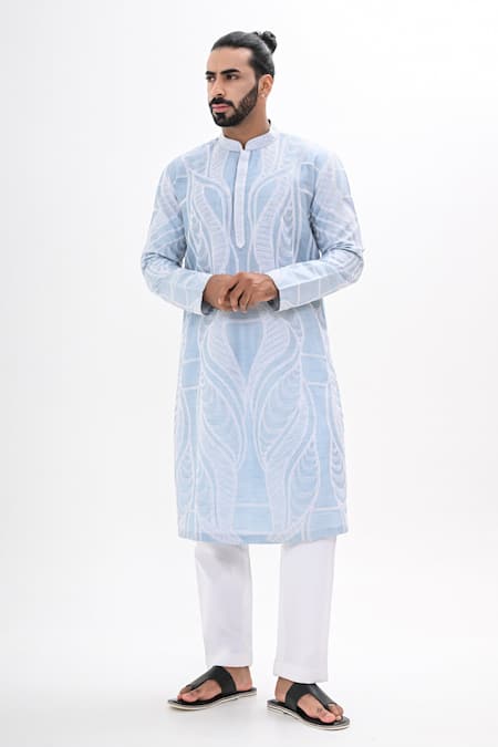 Kalpana Naik Aqua Mirage Hand Embroidered Kurta Set 