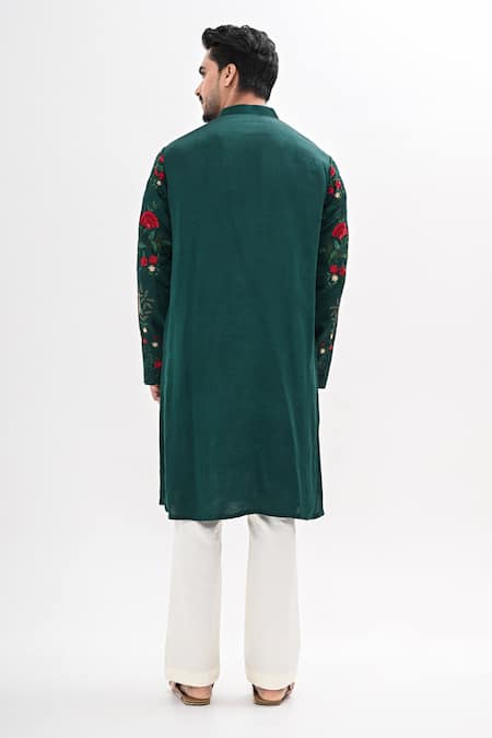 Kalpana Naik Emerald Bloom Hand Embroidered Kurta Set 