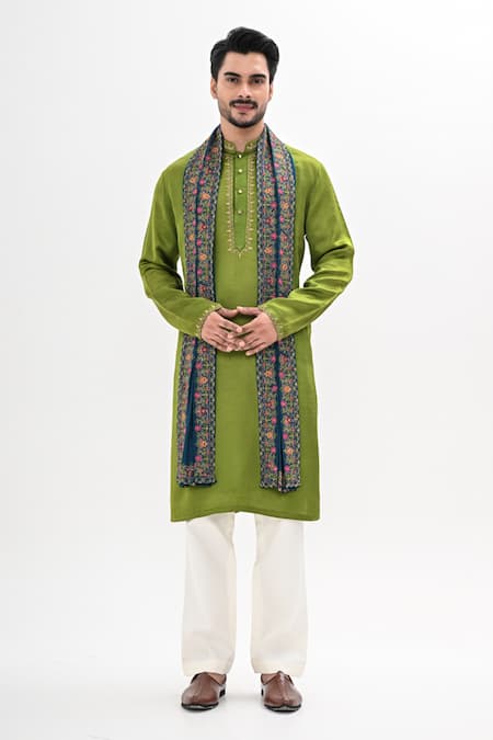 Kalpana Naik Peacock Hues Hand Embroidered Kurta Set 