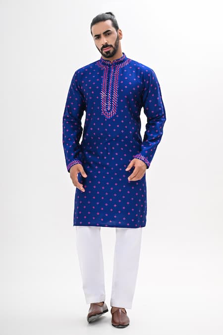 Kalpana Naik Blue Crepe Embroidery Bandhani Hand Kurta Set 