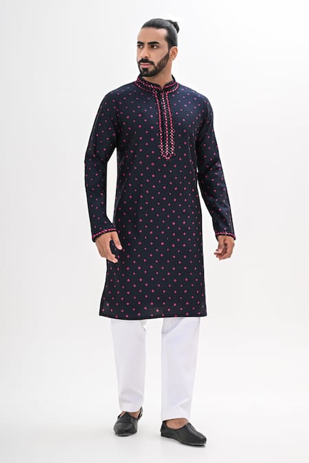 Kalpana Naik Black Bandhani Pattern Kurta & Pant Set 