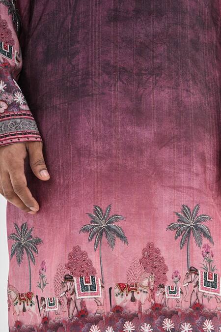 Kalpana Naik Pink Cotton, Silk Embroidery Ombre Hand Kurta Set Online at Aza Fashions Kalpana Naik_Pink Cotton, Silk Embroidery Ombre Hand Kurta Set _Online_at_Aza_Fashions