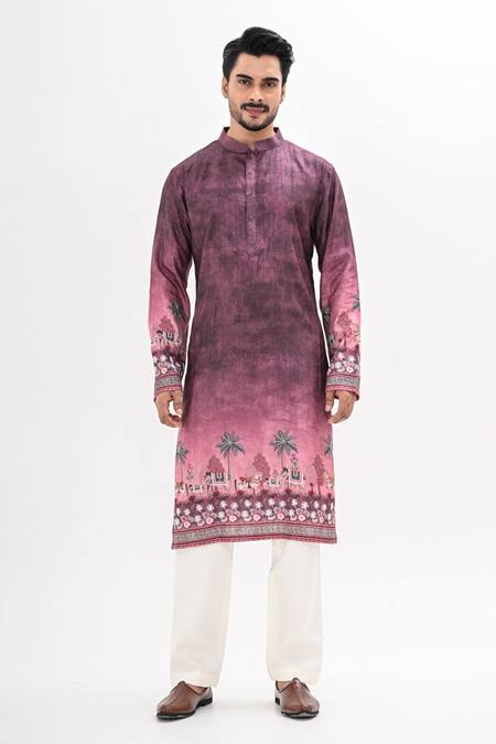 Shop Kalpana Naik Pink Cotton, Silk Embroidery Ombre Hand Kurta Set Online at Aza Fashions Shop_Kalpana Naik_Pink Cotton, Silk Embroidery Ombre Hand Kurta Set _Online_at_Aza_Fashions