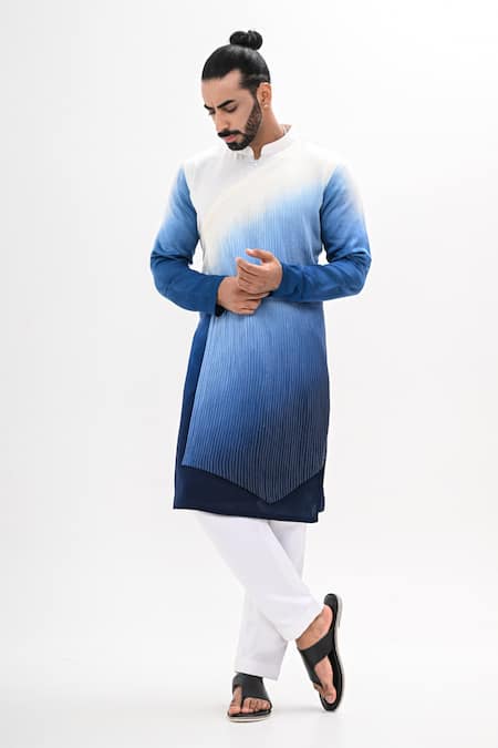 Kalpana Naik Ombre Overlapping Pintucked Kurta Set 