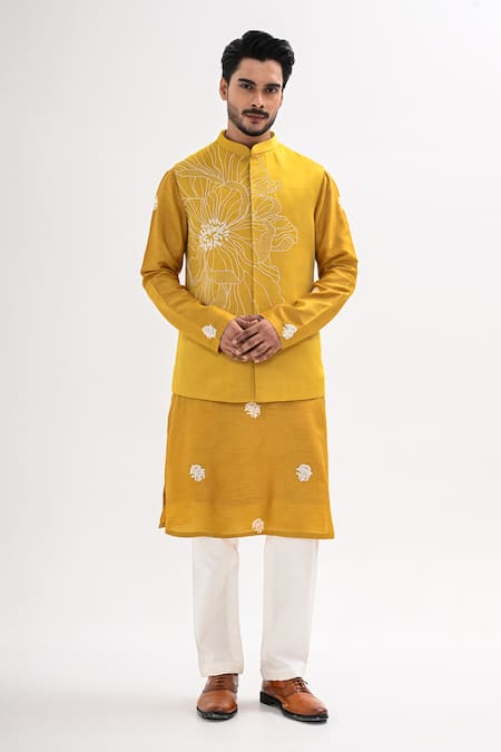 Kalpana Naik Marigold Muse Nehru Jacket & Kurta Set 