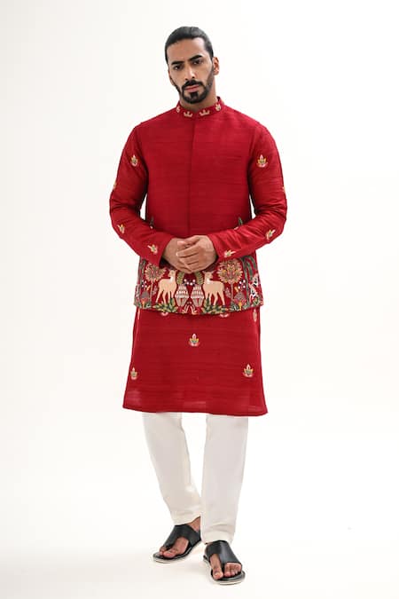 Kalpana Naik Laal Aangan Nehru Jacket & Kurta Set 