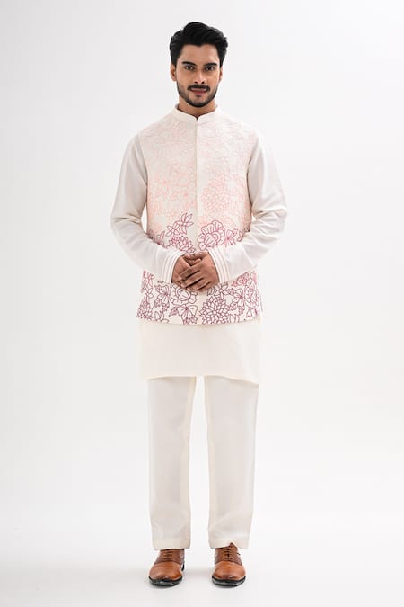 Kalpana Naik Phoolon Ki Lakeer Nehru Jacket & Kurta Set 