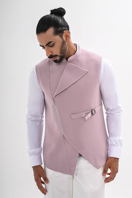 Kalpana Naik Blush Crepe Embroidery Royale Sleeveless Jacket at Aza Fashions Kalpana Naik_Blush Crepe Embroidery Royale Sleeveless Jacket _at_Aza_Fashions