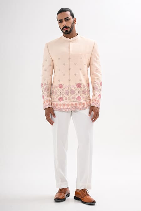 Kalpana Naik Gulabi Phulkari Hand Embroidered Bandhgala Set 