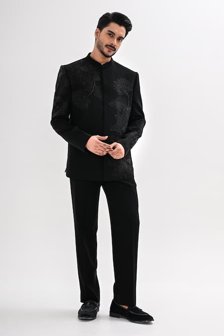 Kalpana Naik Royal Blossom Hand Embroidered Bandhgala Set 