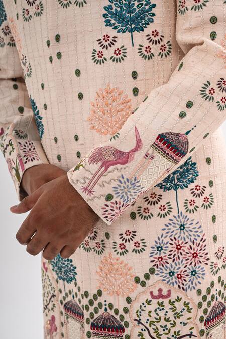 Kalpana Naik Pink Silk Embroidery, Beads Chitravan Achkan Set at Aza Fashions Kalpana Naik_Pink Silk Embroidery, Beads Chitravan Achkan Set _at_Aza_Fashions