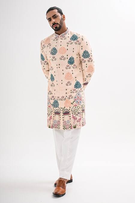 Buy Kalpana Naik Pink Silk Embroidery, Beads Chitravan Achkan Set Buy_Kalpana Naik_Pink Silk Embroidery, Beads Chitravan Achkan Set