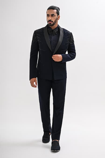 Kalpana Naik Navy Electria Hand Embroidered Tuxedo Set 