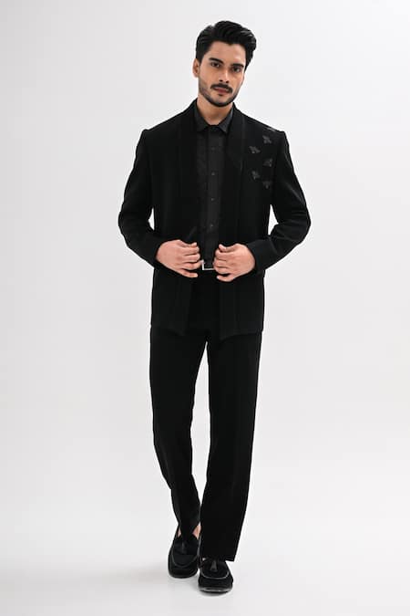 Kalpana Naik Open Bumblebee Hand Embroidered Tuxedo Set 