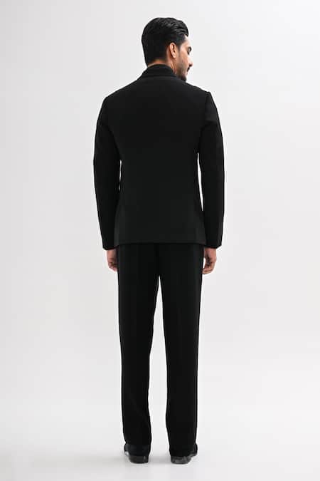 Kalpana Naik Black Overlapping Tuxedo & Pant Set 