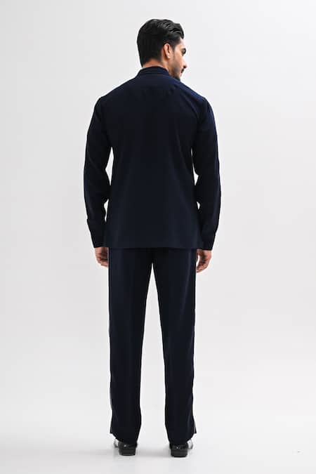 Kalpana Naik Navy Blue Corded Jacket & Trouser Co-ord Set 