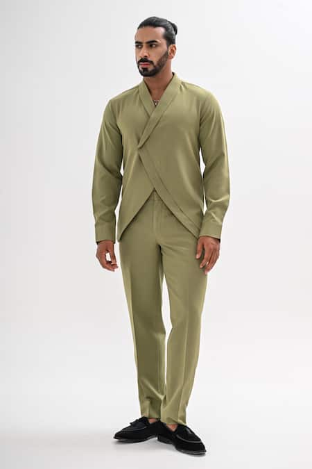 Kalpana Naik Olive Flap Shirt & Pant Co-ord Set 