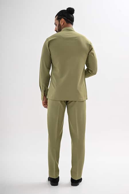 Kalpana Naik Olive Flap Shirt & Pant Co-ord Set 