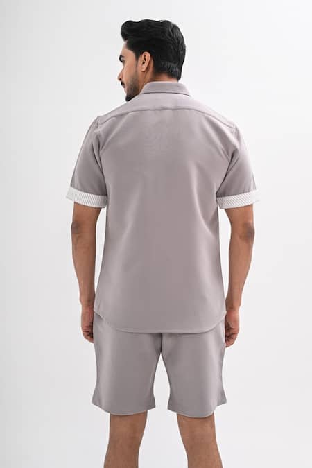Kalpana Naik Grey Linear Shirt & Shorts Co-ord Set 