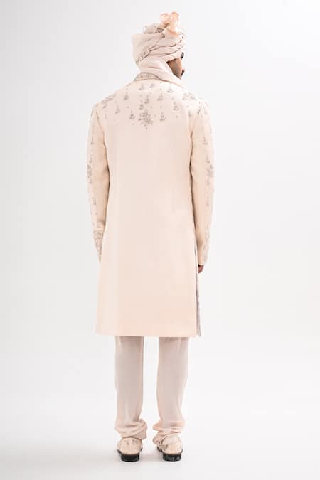 Kalpana Naik Fawn Rajwada Hand Embroidered Sherwani Set 