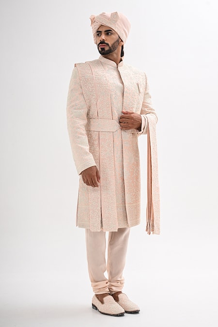 Kalpana Naik Blush Pink Embroidered Sherwani Set 