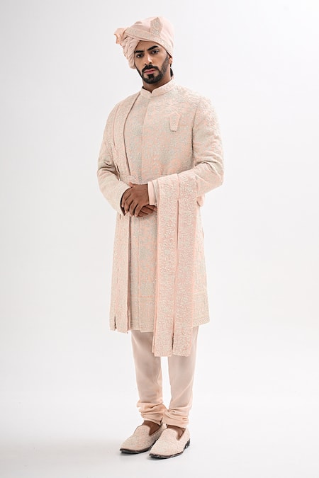 Kalpana Naik Blush Pink Embroidered Sherwani Set 