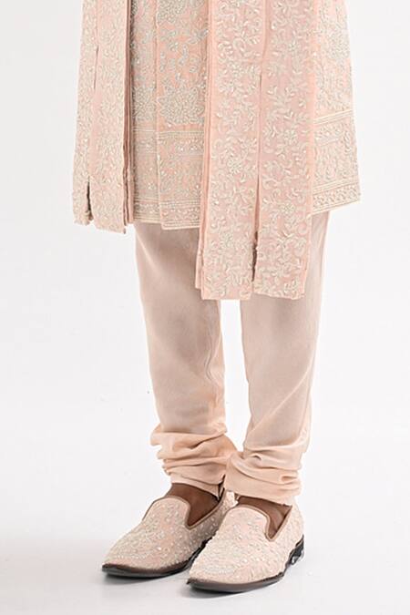 Kalpana Naik_Pink Embroidery Blush Sherwani Set _Online_at_Aza_Fashions