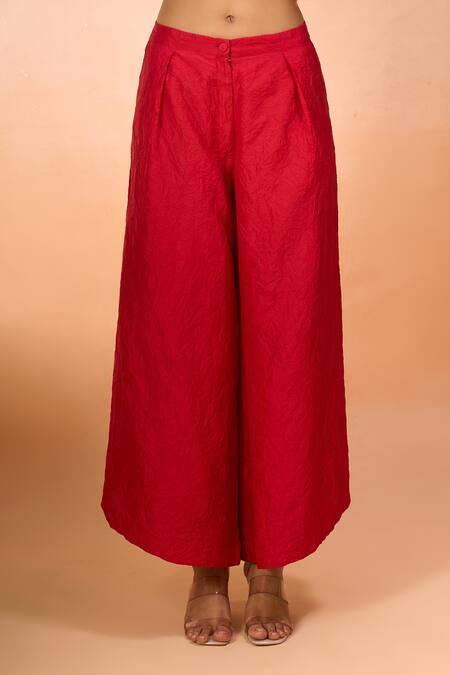 Divyam Mehta_Red Patchwork Round Neck Floral Embroidered Tunic With Pant _Online_at_Aza_Fashions