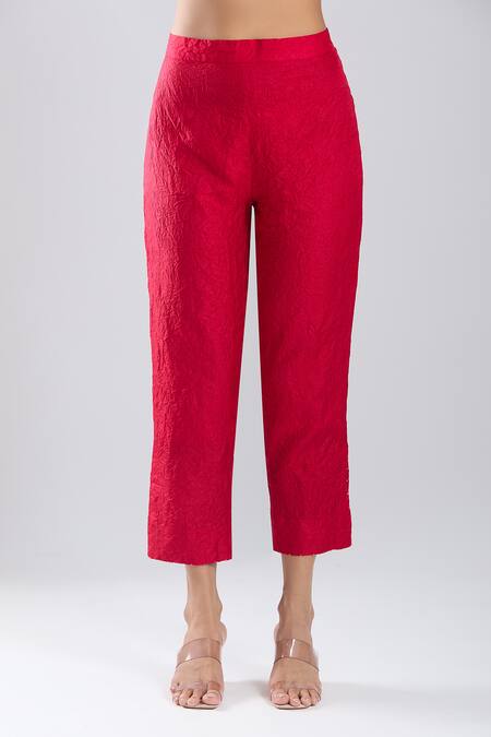 Buy Divyam Mehta Red Stones Round Neck Valentine Plain Kurta With Pant Buy_Divyam Mehta_Red Stones Round Neck Valentine Plain Kurta With Pant