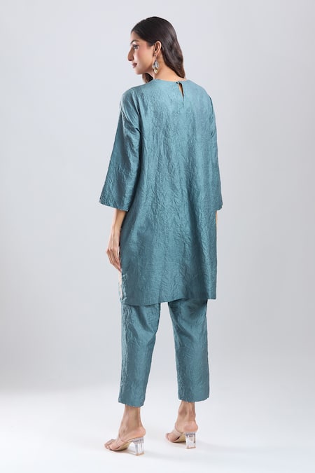 Divyam Mehta Atlantic Blue Kurta With Pant 