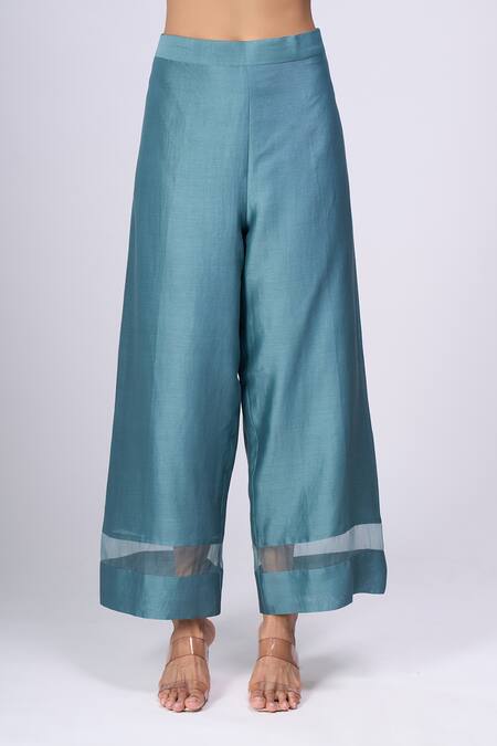 Divyam Mehta_Blue Embroidery Round Neck Floral Kurta And Pant Set _Online_at_Aza_Fashions