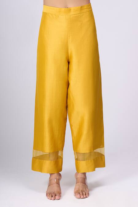 Buy_Divyam Mehta_Yellow Embroidery Round Neck Thread Kurta And Pant Set _Online_at_Aza_Fashions