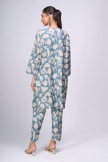 Divyam Mehta Flower Print Kurta With Pant 