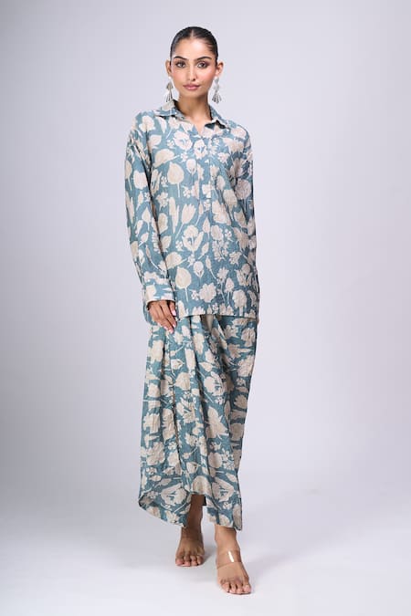 Divyam Mehta Floral Print Kurta With Skirt 