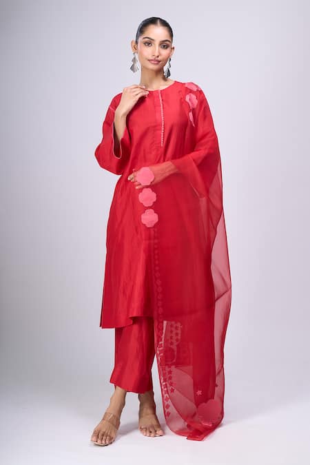 Divyam Mehta Valentine Red Kurta Set 