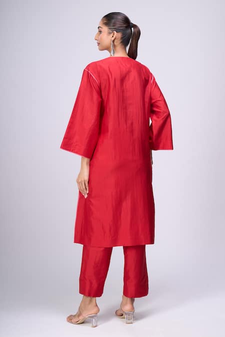 Divyam Mehta Valentine Red Kurta Set 