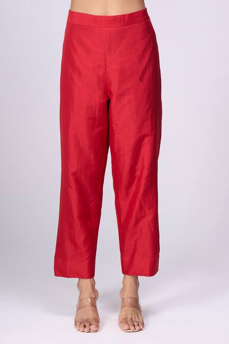 Buy_Divyam Mehta_Red Organza Cut Work Round Neck Valentine Kurta Set _Online_at_Aza_Fashions