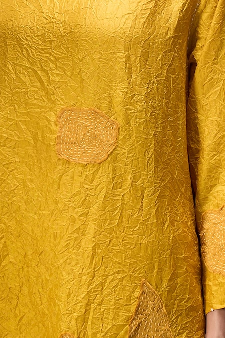 Shop_Divyam Mehta_Yellow Embroidery Round Neck Haldi Kurta Set _Online_at_Aza_Fashions