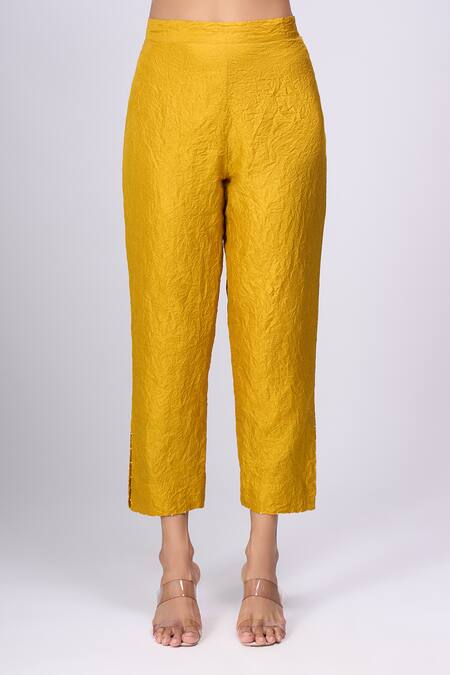 Divyam Mehta_Yellow Embroidery Round Neck Haldi Kurta Set _at_Aza_Fashions