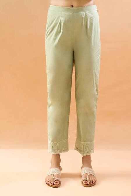 Neha Mehta Couture_Green Organza Embroidery, Lace V-neck Straight Kurta Set _at_Aza_Fashions