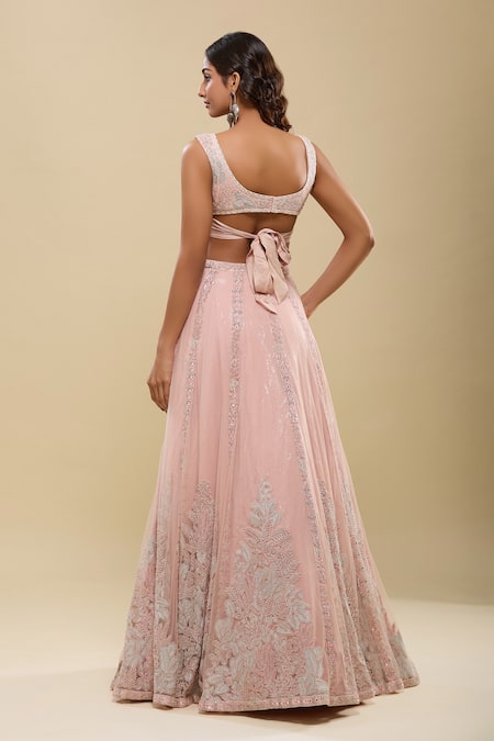 Mishru Pink Embroidered Lehenga Set 