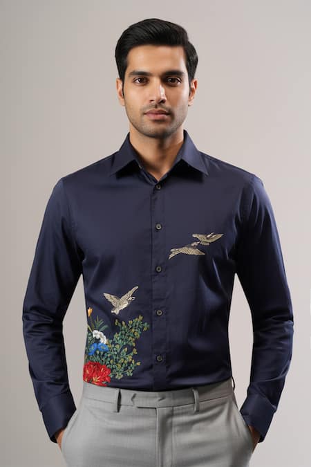 Rohit Bal Botanical Embroidered Shirt 