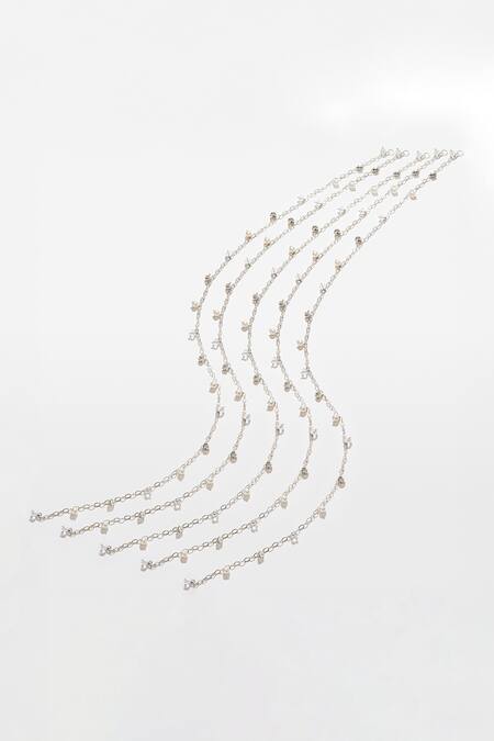 Shop_Hair Drama CO_White Sitara Crystal And Pearl Tassels Parandi _Online_at_Aza_Fashions